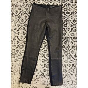 Rag & Bone Lamb Leather And Cotton Black Pants Size 10